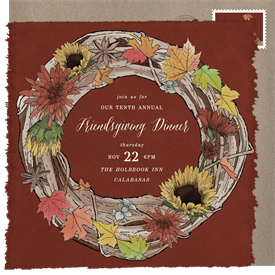 'Classic Autumn Wreath' Thanksgiving Invitation