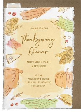 'Rustic Dinner' Thanksgiving Invitation