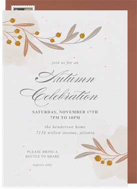 'Autumn Branches' Fall Party Invitation