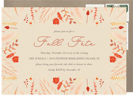 'Charming Autumn Border' Fall Party Invitation