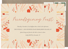 'Charming Autumn Border' Thanksgiving Invitation