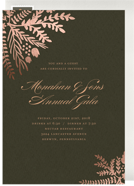 'Rose Gold Foliage' Gala Invitation