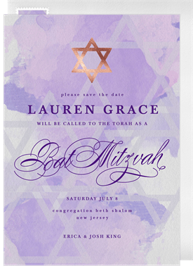 'Rose Gold Star' Bat Mitzvah Save the Date