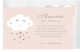 'Sweet Fluffy Cloud' Baby Shower Thank You Note