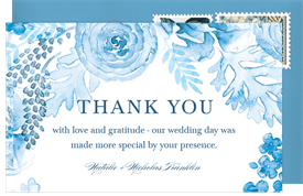 'Watercolor Romance' Wedding Thank You Note