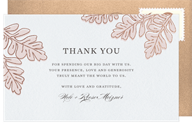 'Framed By Leaves' Wedding Thank You Note