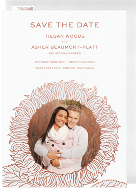 'Foil Stamped Sunflower' Wedding Save the Date
