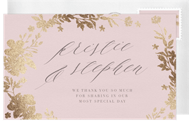 'Golden Floral Wreath' Wedding Thank You Note