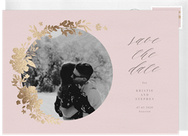 'Golden Floral Wreath' Wedding Save the Date