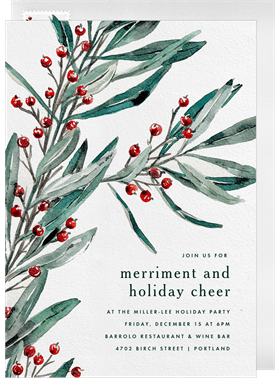 'Merry Sprig' Business Holiday Party Invitation