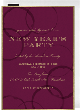 'Wine Rings' New Year's Party Invitation