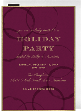 'Wine Rings' Business Holiday Party Invitation