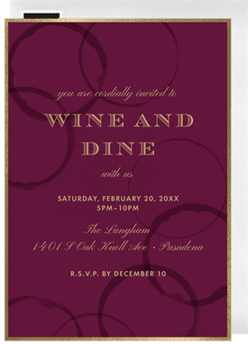 'Wine Rings' Dinner Invitation