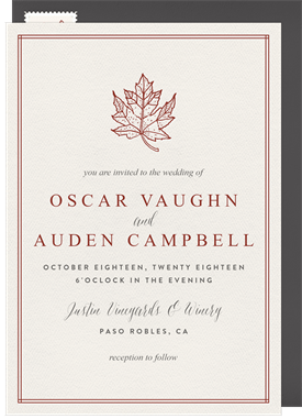 'Classic Maple Leaf' Wedding Invitation