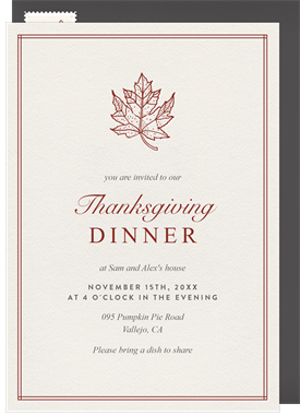 'Classic Maple Leaf' Thanksgiving Invitation