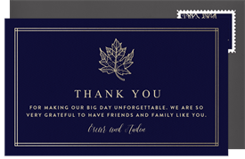 'Classic Maple Leaf' Wedding Thank You Note