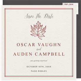 'Classic Maple Leaf' Wedding Save the Date