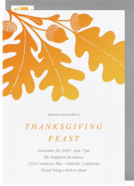 'Oak Leaf Motif' Thanksgiving Invitation
