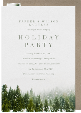 'Snow-capped Trees' Business Holiday Party Invitation