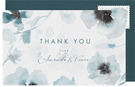'Monochromatic Florals' Wedding Thank You Note