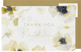 'Monochromatic Florals' Wedding Thank You Note