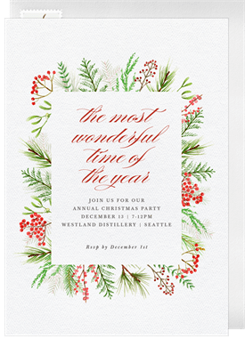 'Winter Greenery Frame' Christmas Party Invitation