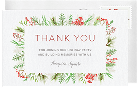 'Winter Greenery Frame' Holiday Party Thank You Note
