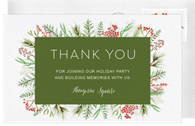 'Winter Greenery Frame' Holiday Party Thank You Note