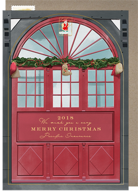 'Festive Antique Storefront' Business Holiday Greetings Card