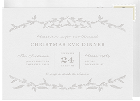 'Rustic Pine Garlands' Christmas Party Invitation