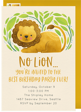 'Sweet Lion' Kids Birthday Invitation