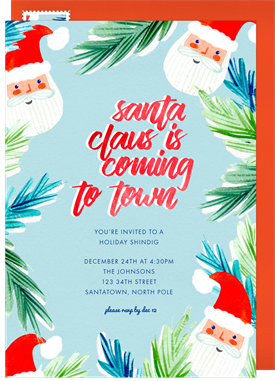 'Santa Claus is Coming' Holiday Party Invitation