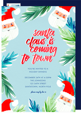 'Santa Claus is Coming' Christmas Party Invitation