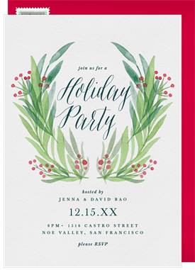 'Festive Wreath' Holiday Party Invitation