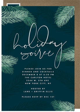 'Modern Pines' Holiday Party Invitation