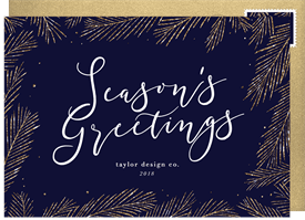'Glittery Pine Boughs' Business Holiday Greetings Card