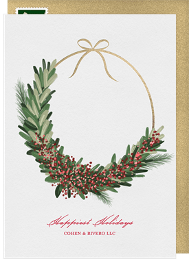 'Modern Wreath' Business Holiday Greetings Card