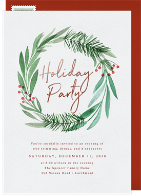 'Artful Wreath' Holiday Party Invitation