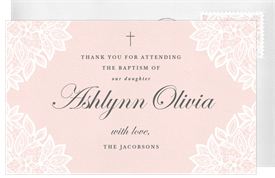 'Vintage Lace Corners' Baptism Thank You Note