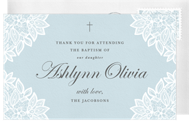 'Vintage Lace Corners' Baptism Thank You Note