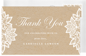 'Lace Details' Baby Shower Thank You Note