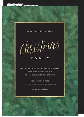 'Perfect Pine Border' Christmas Party Invitation