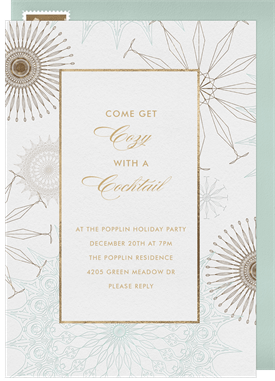 'Stylized Snowflakes' Holiday Party Invitation