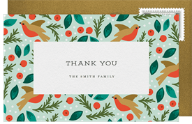 'Birds & Holly' Holiday Party Thank You Note