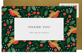 'Birds & Holly' Holiday Party Thank You Note