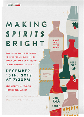 'Make Spirits Bright' Holiday Party Invitation
