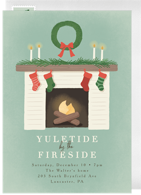 'Festive Fireplace' Christmas Party Invitation