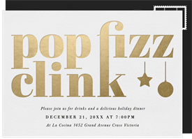 'Pop Fizz Clink' Holiday Party Invitation