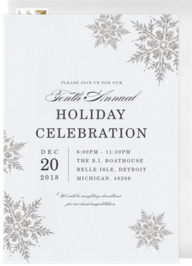 'Glittering Snowflakes' Holiday Party Invitation