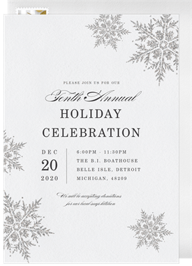 'Glittering Snowflakes' Business Holiday Party Invitation